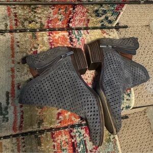 Lucky Brand Gray Perforated Suede Ankle Boots - Women